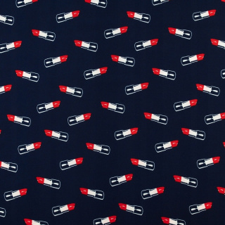 Stof Silki marineblauwe lippenstift patroon 0,5m