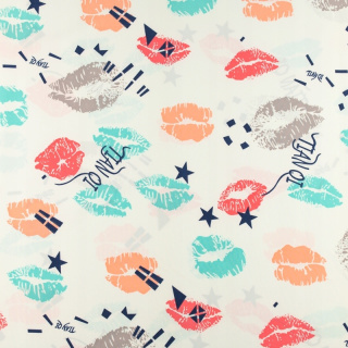 Ademend Silki stof kleurrijke mond patroon 0,5m