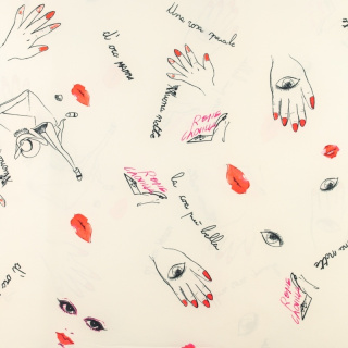 Stof Silki ecru mond handen patroon 0,5m