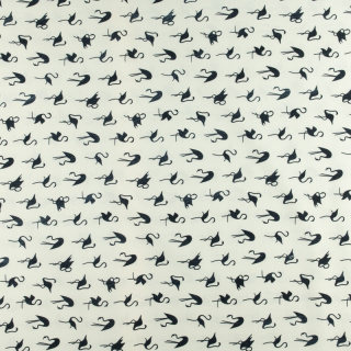 Stof Silki ecru zwarte flamingo's patroon 0,5m