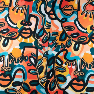 Stof viscose twill glad Pablo Picasso patroon 0,5m