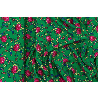 Stof Kelly krepp groen volksmotief 0,5m
