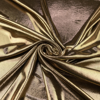 Stof gebreide metallic goud glans 0,5m
