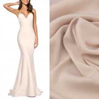 Stof voor avondjurken licht beige glad 0,5m