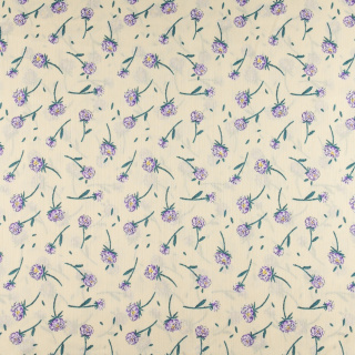 Chiffon stof beige glad bloemen patroon 0,5m