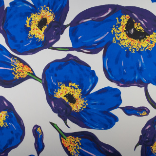 Stof chiffon zijde wit glad bloemen patroon 0,5m