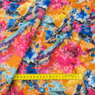 Oranje gladde chiffon stof bloemen 0,5m