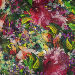 Stof chiffon glad kleurrijke bloemen patroon 0,5m