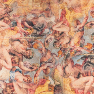 Chiffon stof zijde beige glad fresco patroon 0,5m