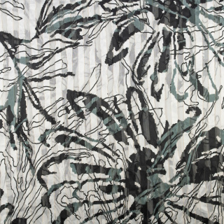 Chiffon stof grijs glad bloemen patroon 0,5m