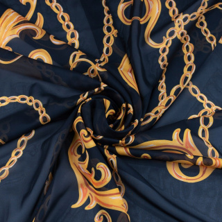 Stof chiffon zwart glad Italiaans patroon 0,5m