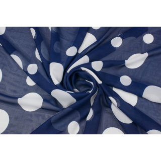 Chiffon stof marineblauw glad stippen patroon 0,5m