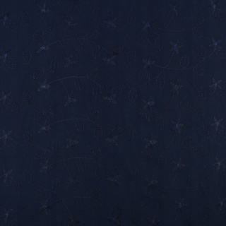 Chiffon stof geborduurd marineblauw glad bloemen 0,5m