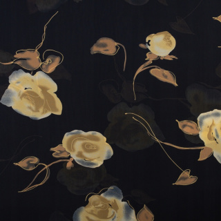 Chiffon stof marineblauw glad bloemen patroon 0,5m