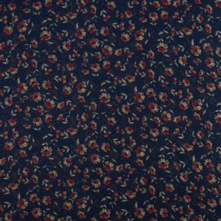 Chiffon stof marineblauw glad bloemen patroon 0,5m
