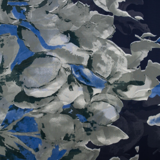 Chiffon stof marineblauw glad bloemen 0,5m