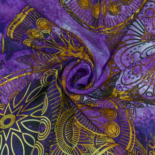 Chiffon stof paars glad oosters patroon 0,5m