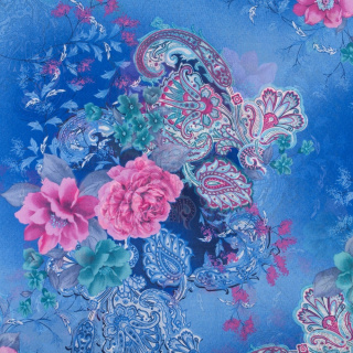 Chiffonstof blauw glad oosters patroon 0,5m