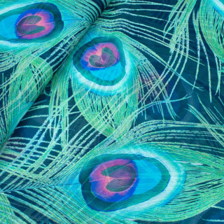 Chiffonstof groen glad pauwenogen patroon 0,5m