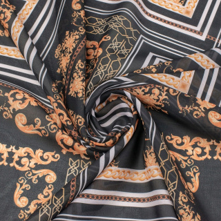 Stof chiffon zwart glad Italiaans patroon 0,5m