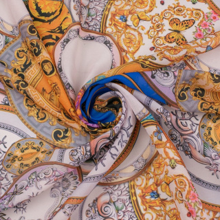 Chiffon stof roze blauw glad Italiaans patroon 0,5m