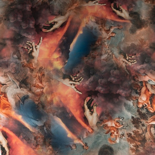 Chiffon stof zijde rood glad fresco patroon 0,5m