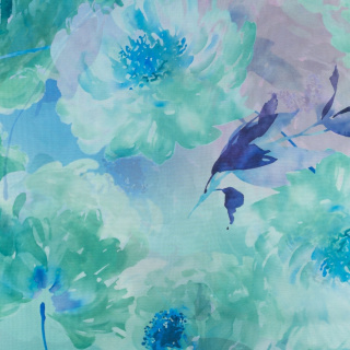 Chiffon stof groen glad bloemen patroon 0,5m