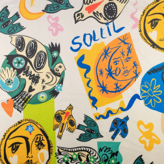 Fluwelen gebreide stof ecru Italiaanse abstractie 0,5m