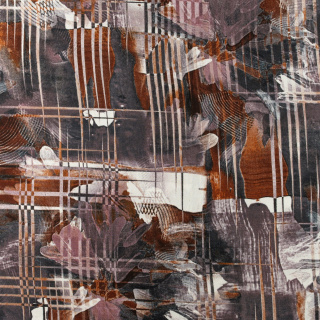 Viscose stof bruin-grijs glad bloemen 100% viscose 0,5m