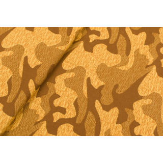 Viscose stof mosterd zacht camouflage patroon 0,5m