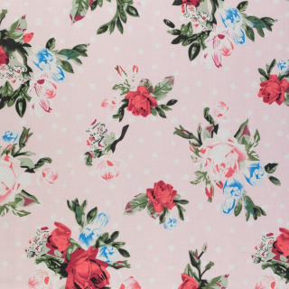 Viscose stof bloemen stippen 100% viscose 0,5m