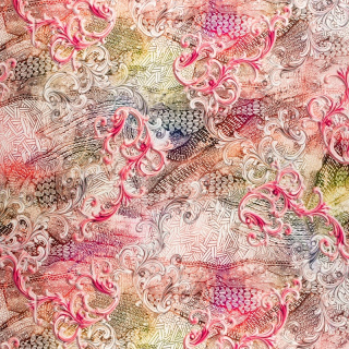 Roze viskose stof ornamenten 100% viscose 0,5m