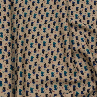 Stof viscose 100% beige bladeren patroon 0,5m