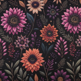 Stof viscose twill glad bloemen bladeren patroon 0,5m