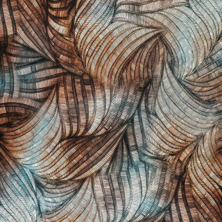 Viscose stof bruin bladeren patroon 100% viscose 0,5m