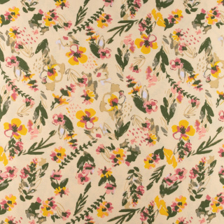 Viskose stof perzik bloemen 100% viscose 0,5m