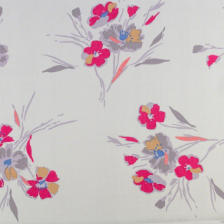 Stof warm wit bloemen 100% viscose 0,5m