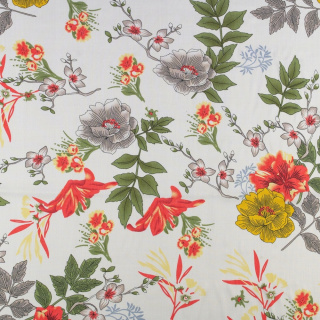 Viscose stof wit bloemen 100% viscose 0,5m