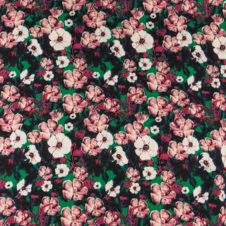 Viscose stof groen bloemen 100% viscose 0,5m