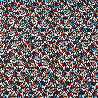 Krepp viscose stof zwart bloemen patroon 0,5m