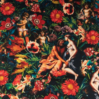 Viscose twill stof gekleurd glad bloemen patroon 0,5m