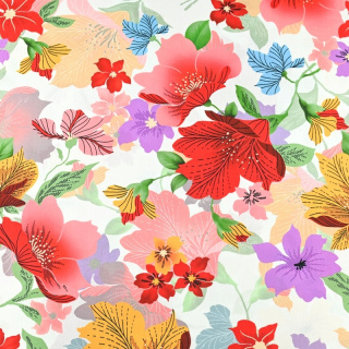 Viscose stof wit bloemen 100% viscose 0,5m