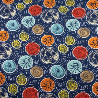 Stof viscose marineblauw schelp 100% viscose 0,5m