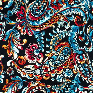 Stof viscose zwart bloemen patroon 100% viscose 0,5m