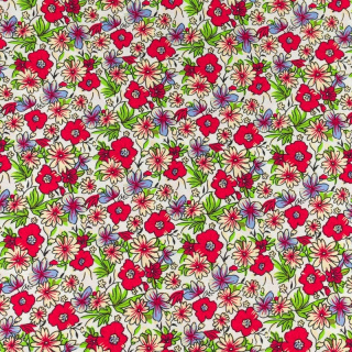 Stof ecru viscose bloemen 100% viscose 0,5m