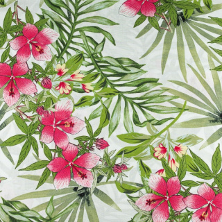 Stof viscose ecru bloemen patroon 100% viscose 0,5m