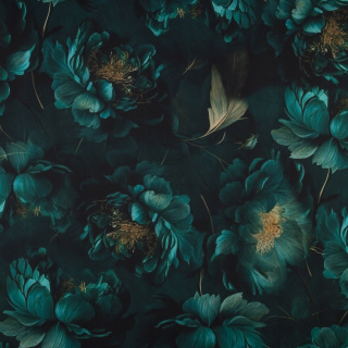 Stof viscose twill groen glad bloemen patroon 0,5m