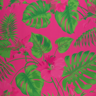 Stof viscose twill roze glad monstera patroon 0,5m