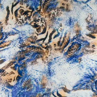 Stof viscose blauw-beige 100% viscose 0,5m