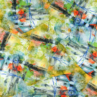 Viscose stof artistiek patroon 100% viscose 0,5m